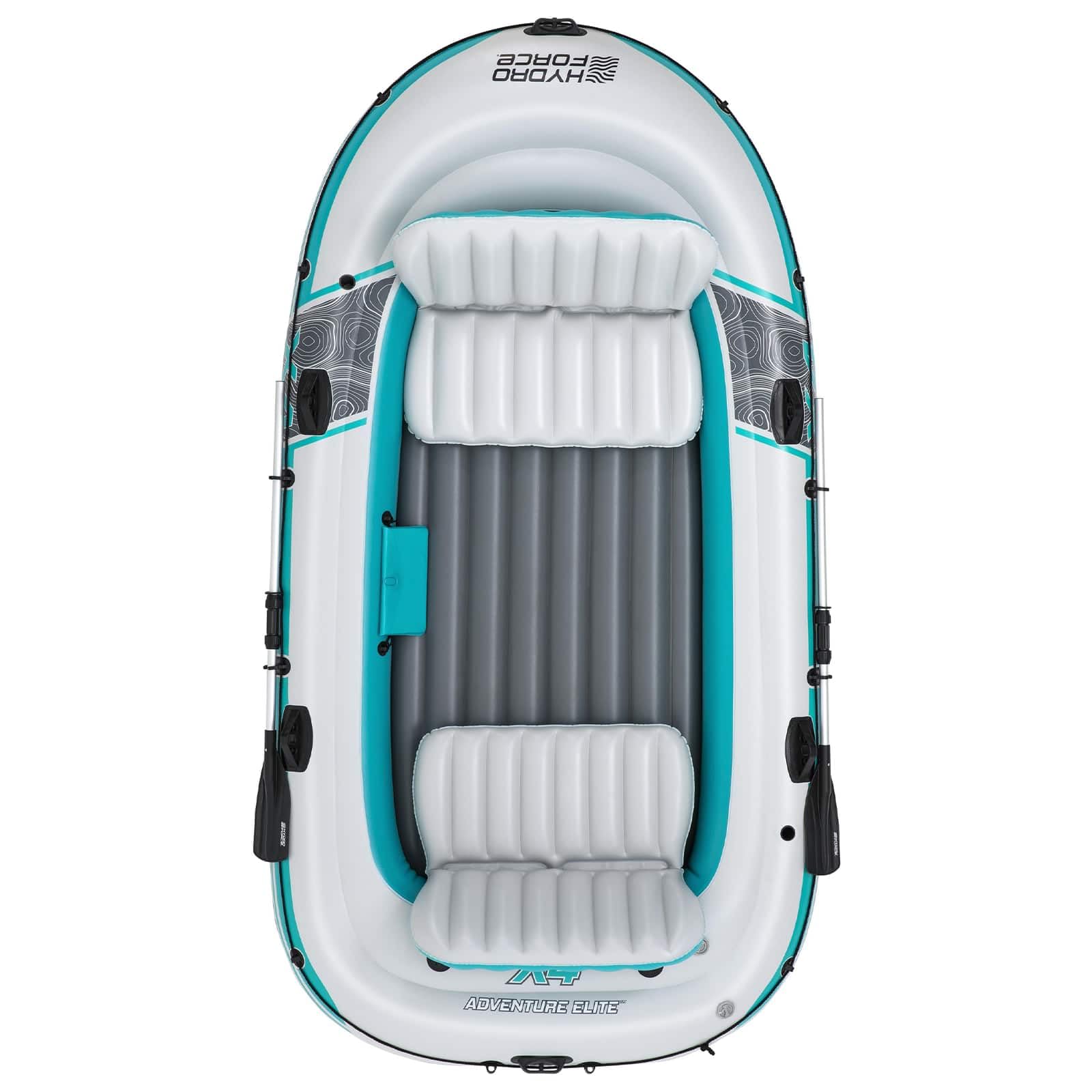 Bateau Gonflable Gris Blanc 3,15 x 1,65 m PVC Robuste avec rames en Aluminium, Pompe à Main, Sac de Transport, Supports de Canne, œillets de Moteur, capacité 500 kg