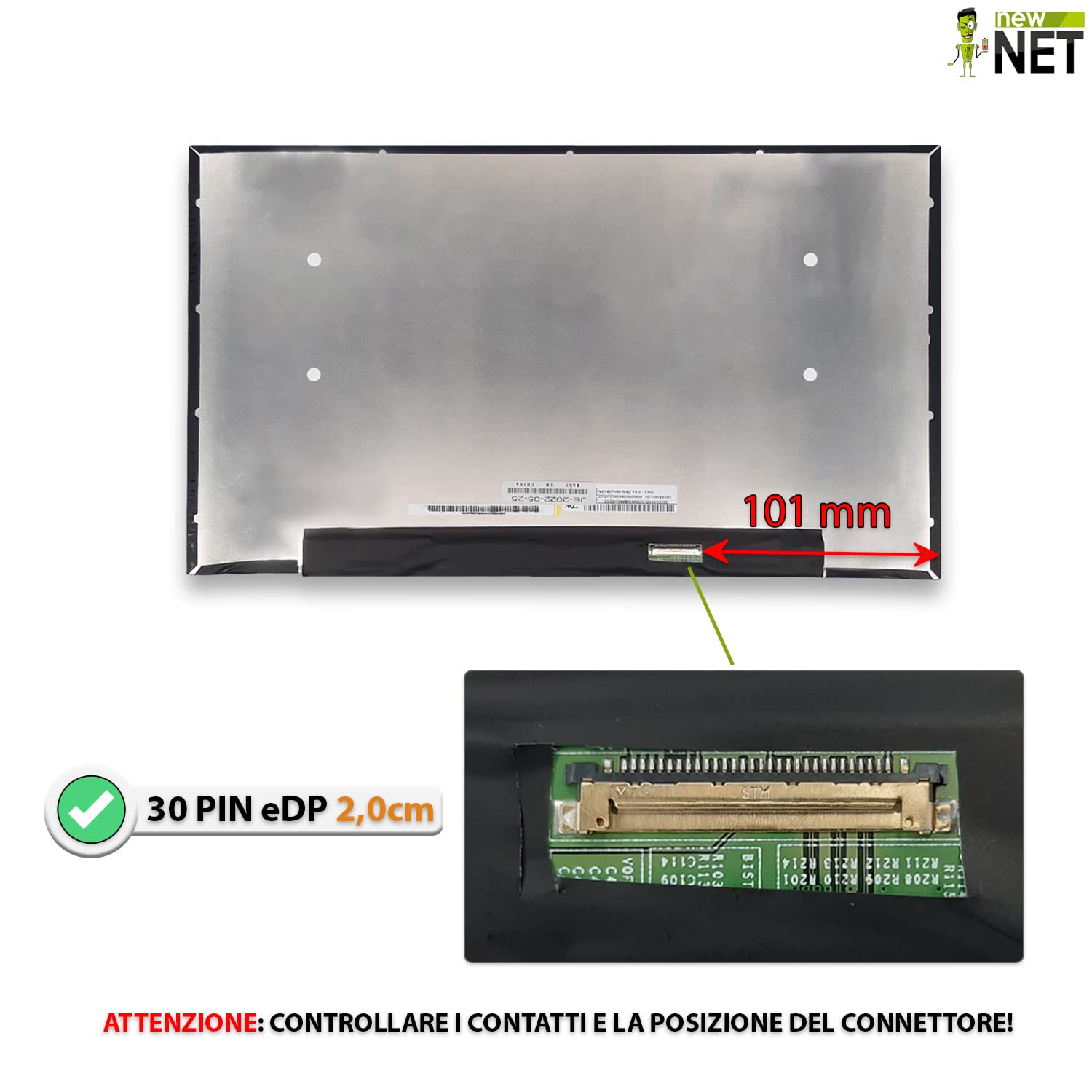 new net Pannello LCD Schermo Display Compatibile con HP ProBook 640 G8 [ 14.0 - Full HD 1920x1080-30pin eDP ]