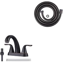 Aleasha Oil Rubbed Bronze Bathroom Faucet + Oil-Rubbed Bronze Finished Shower Hose, 63 Inches