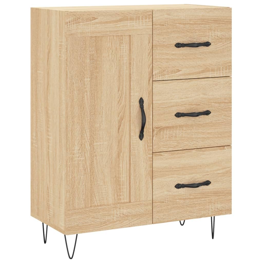 Kredens dąb Sonoma 69,5 x 34 x 90 cm, wytrzymały materiał drewnopochodny, szafka do salonu, kuchni, bufetu i praktyczne przechowywanie w domu