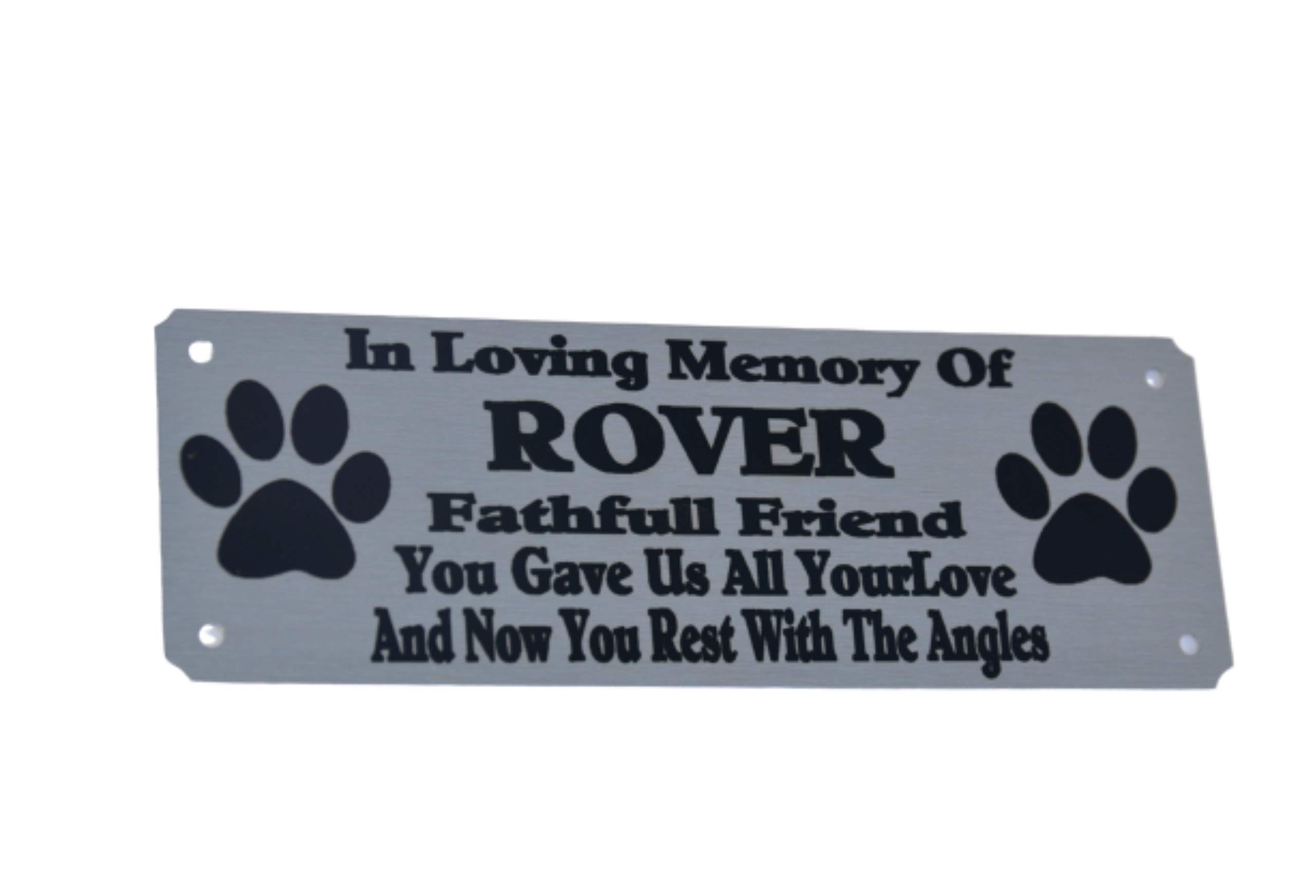 PET MEMORIAL PLAQUE PERSONALISED GRAVE MARKER SIGN DOG/CAT 6" X 2" OR 4" X 2" - SAME DAY DISPATCH 1ST CLASS UP UNTIL 12:00 P.M. (NOT INCLUDING WEEKENDS)