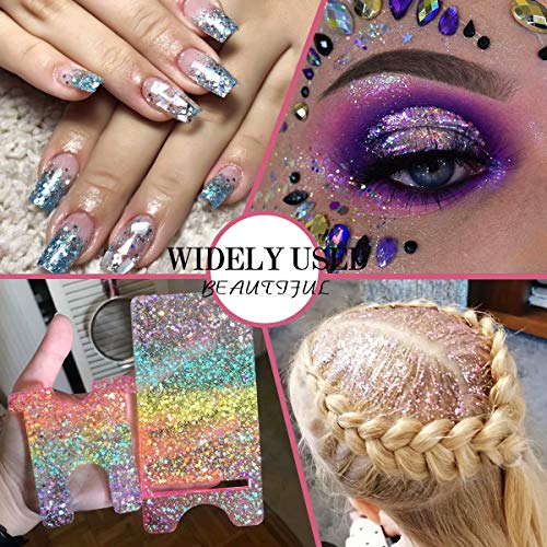 12/16 Colors Body Glitter Nail Glitters Holographic Cosmetic Chunky Glitters for Face Body Eye Hair Nail Hexagons Shaped Color Sequins