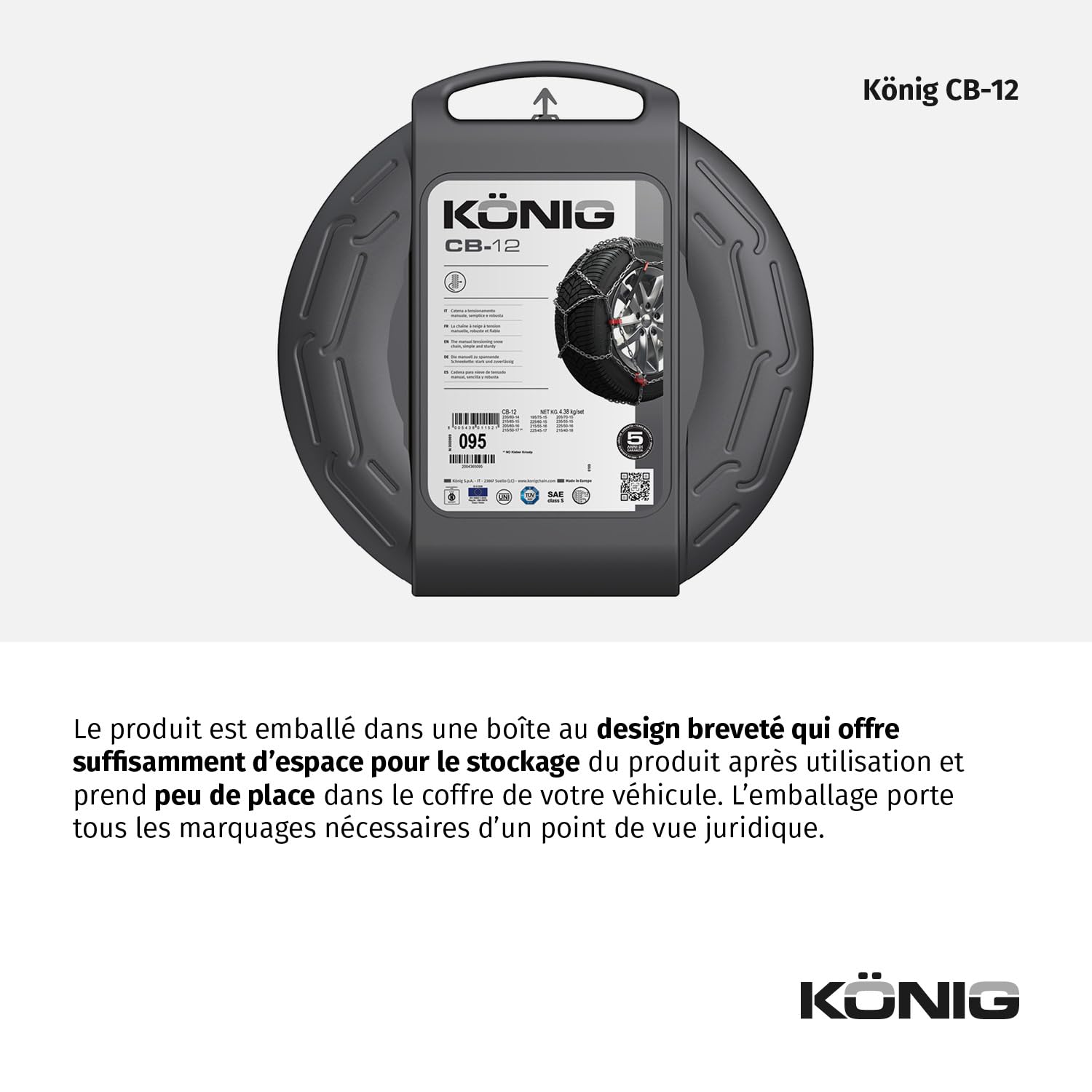 KÖNIG CB-12 104 - Chaînes à Neige, Set de 2
