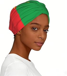 Flag of Burkina Faso Women's Stretch Turban Hat-Soft Knotted Headwrap for Sleeping, Elastic Pre-Tied Cap for Daily Wear Running Shopping Black
