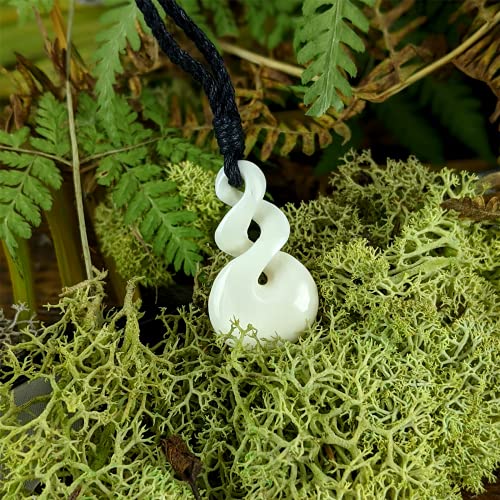 81Stgeneration Simple Pikorua Hand Carved Bone Pendant - Maori Style Double Twist Hawaiian Necklace - Tribal Necklace For Women And Men - Bone Necklace - Adjustable Black Cord Necklace #TOP3