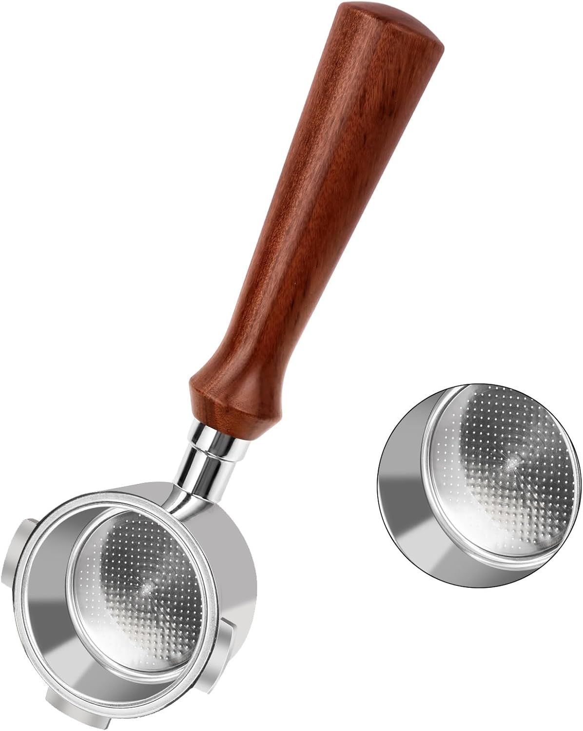 Philorn 51mm Bottomless Portafilter 3 Ears，Compatible with Delonghi Dedica EC680/EC685/EC885 and SMEG, EUPA Espresso Machines, Espresso Naked Bottomless Portafilter with Filter Basket-Wood (brown)