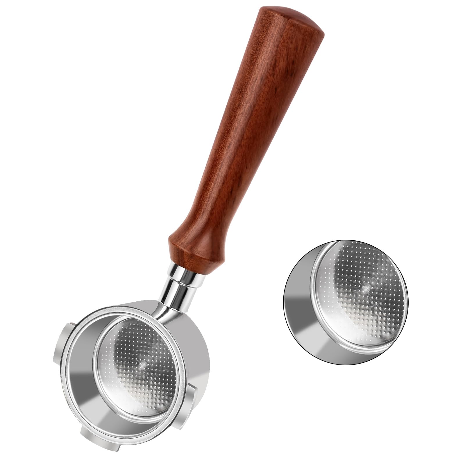 PHILORN Bodenloser Siebträger 51mm with 3Ears,Compatible DeLonghi Dedica EC680/EC685/EC885,Walnut Wooden Handle (51mm)