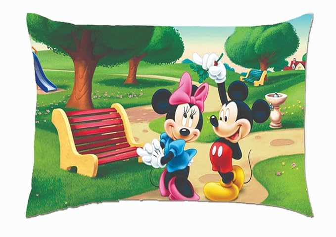 Preeti PILLOWS Kids Pillow with Mickey & Minnie Mouse Digital Print - Pure Microfiber Fill - Multicolor - Size 14x21 inches - PVC Packaging