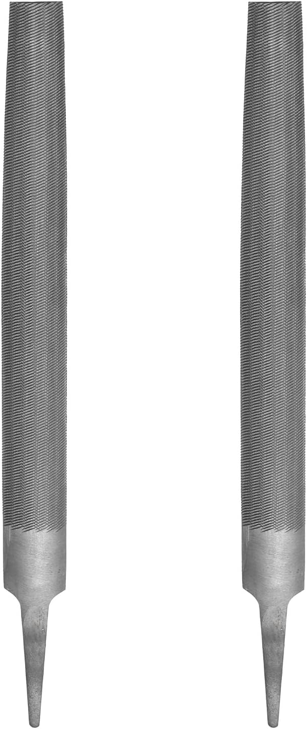HARFINGTON 2pcs 6" Half Round Medium Cut File Double Cut Teeth Medium Metal File High Carbon Steel T12 without Handle for Metal Wood Tool Sharpener, Gray