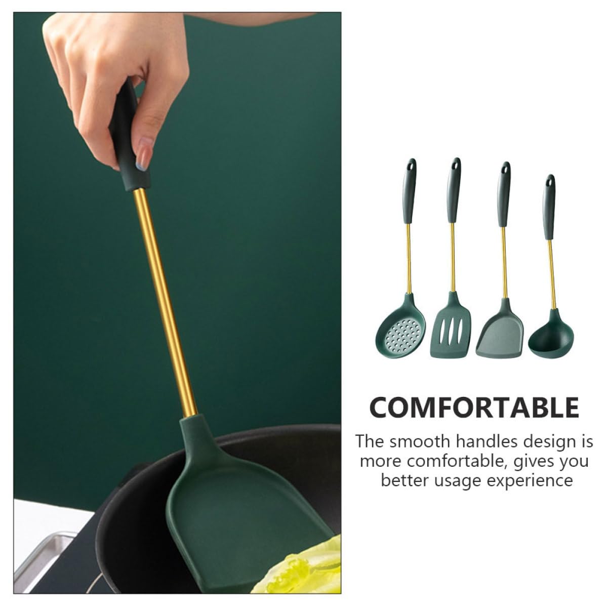 ULTECHNOVO Utensili Da Cucina in Acciaio Inox Spatola Resistente Al Caldo Cucchiaio Per Zuppa Di Utensili Per Cucina Per in Acciaio Inox