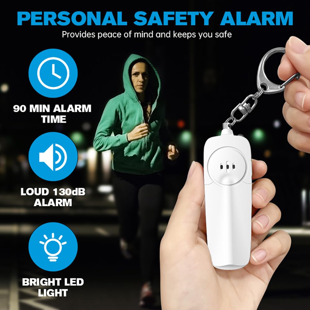 Safesound persönlicher Alarm-Sirenlied, 130 dB, Selbstverteidigungsalarm, Schlüsselanhänger, Notfall-LED-Taschenlampe mit wiederaufladbarem USB – Sicherheits-Personenschutzgeräte für Frauen, Mädchen,