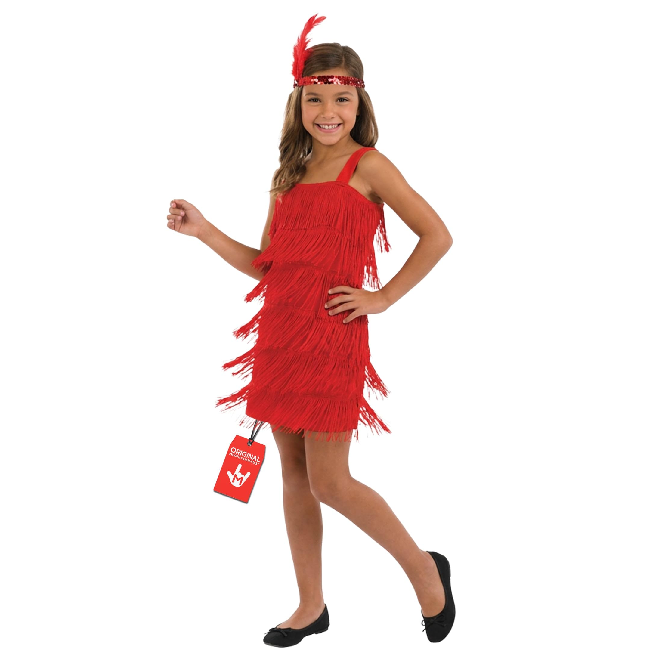 Red Flapper Dress, Flapper Girl Outfit, World Book Day Costumes for Girls, Fancy Dress for Kids