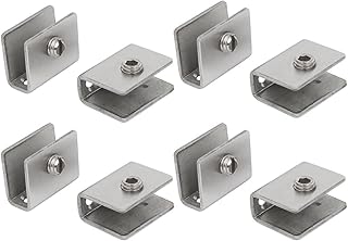 Aexit 10-12mm Thickness Fall Protection Glass Shelf Rectangle Stainless Steel Clip Clamps Safety Clips Bracket 8PCS
