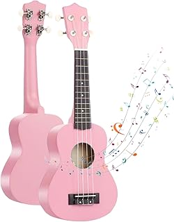 21 Inch Carbon Fibre Kids Toddler Child Children Acoustic Guitar Ukulele Musical Instruments Ideal for 3-9 Year Old Boys Girls Gifts (Pink)