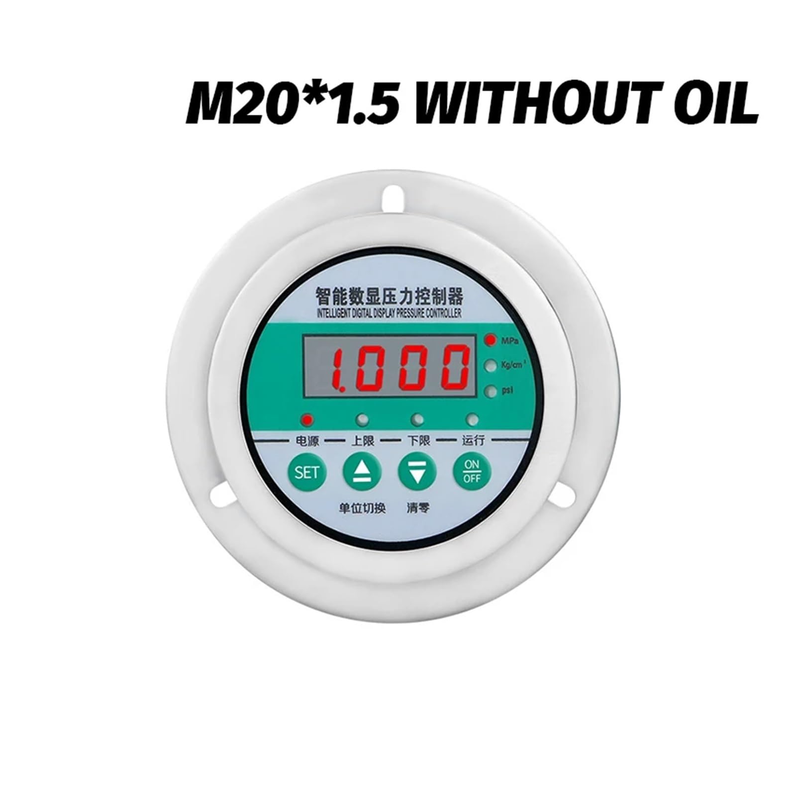 Medidor de Presión Manómetro digital 80mm 24V Control de acero inoxidable, interruptor presión del compresor aceite en línea y fuera(M20-1.5 Back,0-2.5MPa)