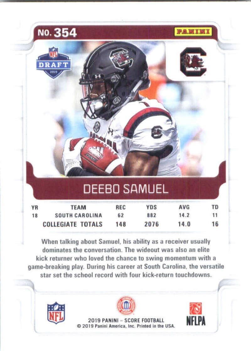 2019 Score #354 Deebo Samuel South Carolina Gamecocks Rookie Official NFL Football Trading Card in Raw (NM or Better) Condition