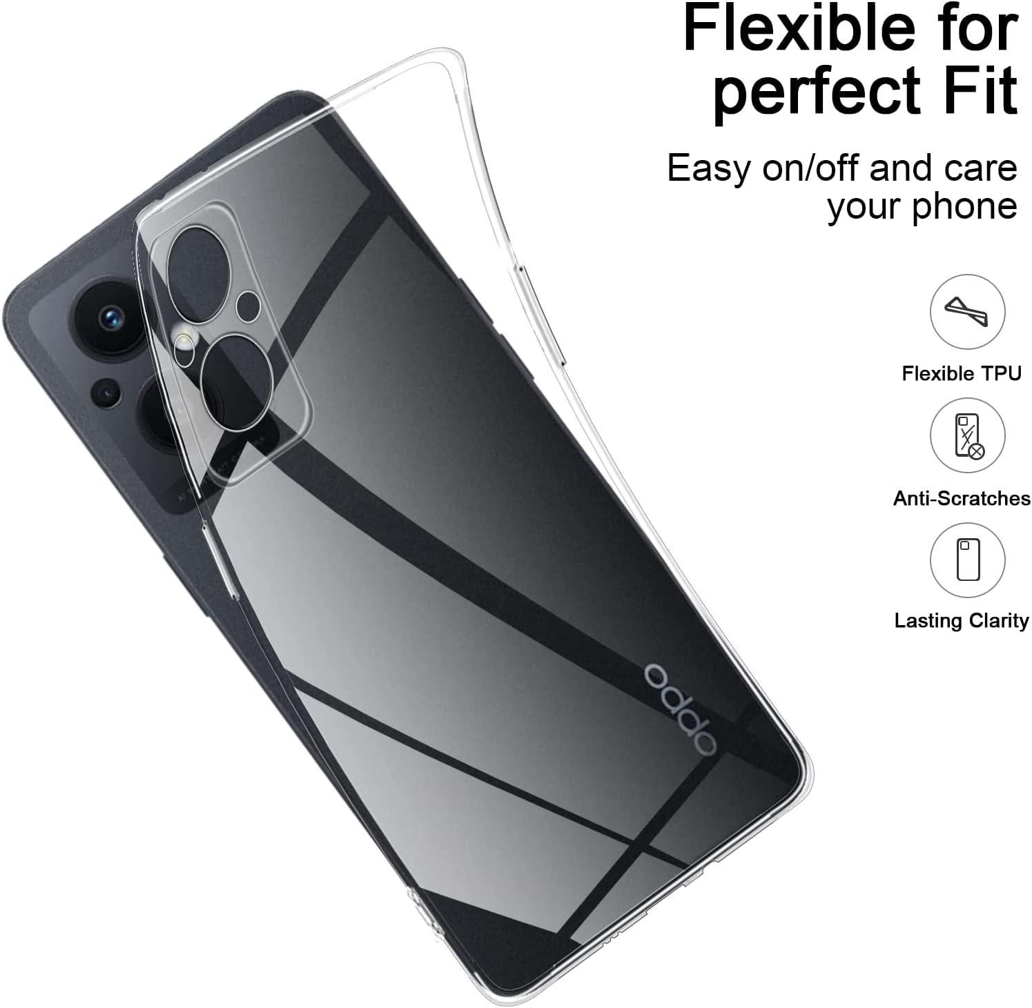 POUHYE Cover per Oppo Reno 8T 4G / Oppo Reno8 T 4G Custodia, Cover Trasparente in Silicone Antiurto, 1,5 mm Spessore L'assorbimento Degli Urti Protettiva case, [Non Ingiallente] Crisantemo