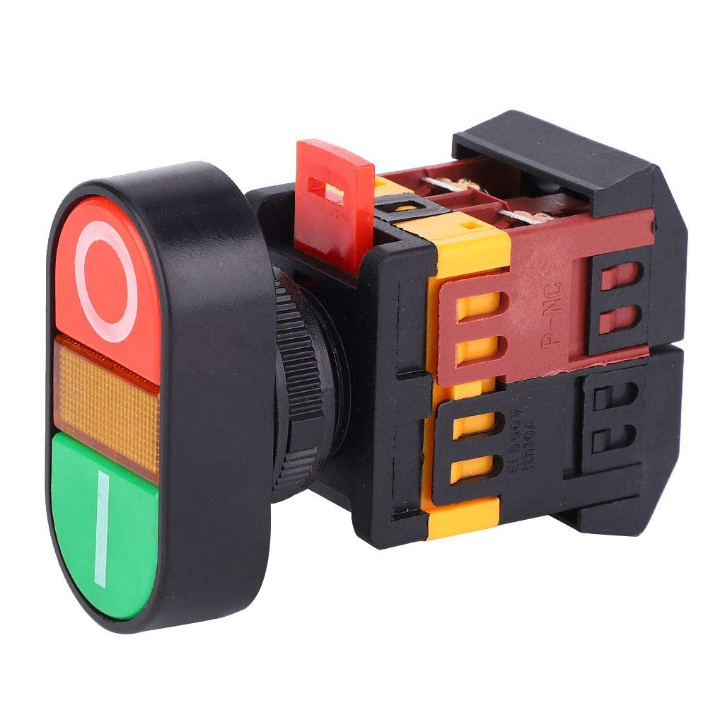 Twin Push-Button Switch, 22/25N NO NC Momentary Button Switch ON/Off Start Stop Momentary Push Button with LED Light 10A (600V) SET OF 5NOS-image-12