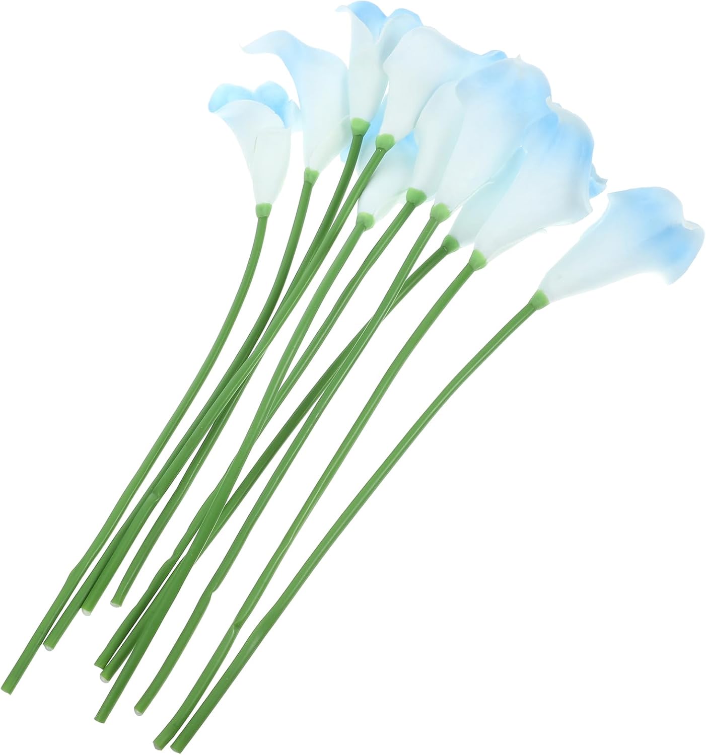 LOGOFUN 10pcs Artificial Calla Lily Faux Flowers with Long Stems Simulation Calla Lily Flower Plant for DIY Flower Arrangement Making - Light Blue