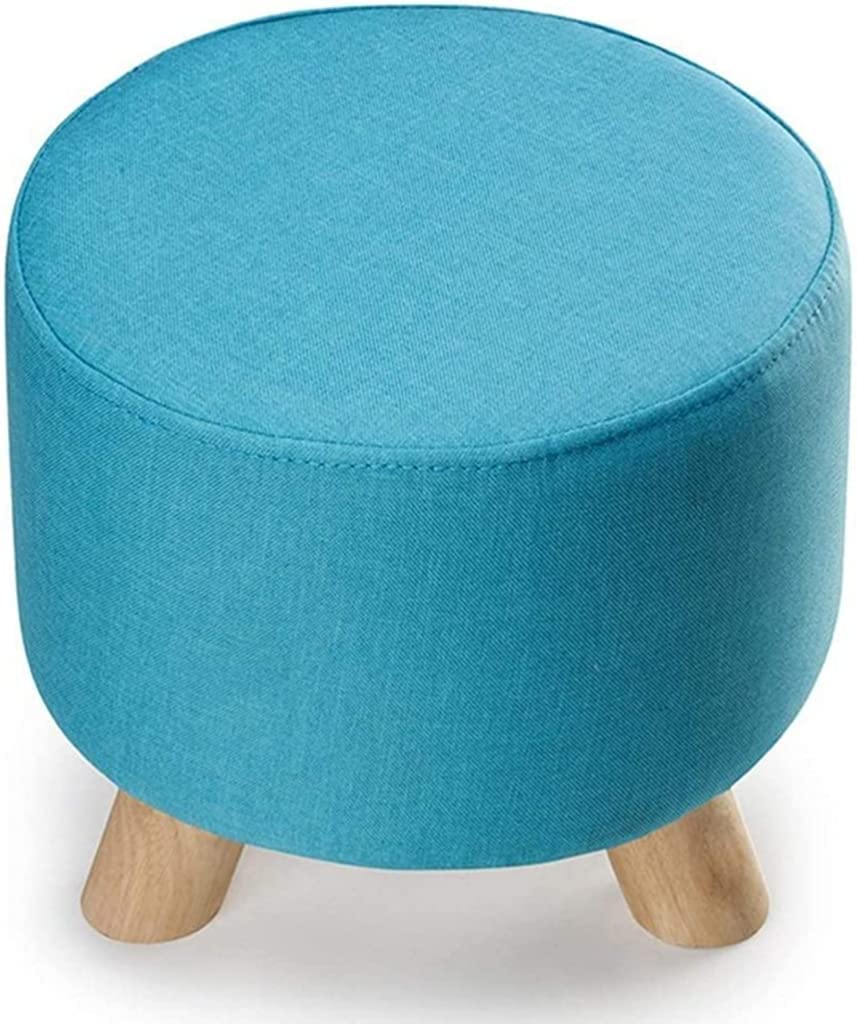 Chaise tabouret pouf haut de gamme avec housse amovible en lin bleu