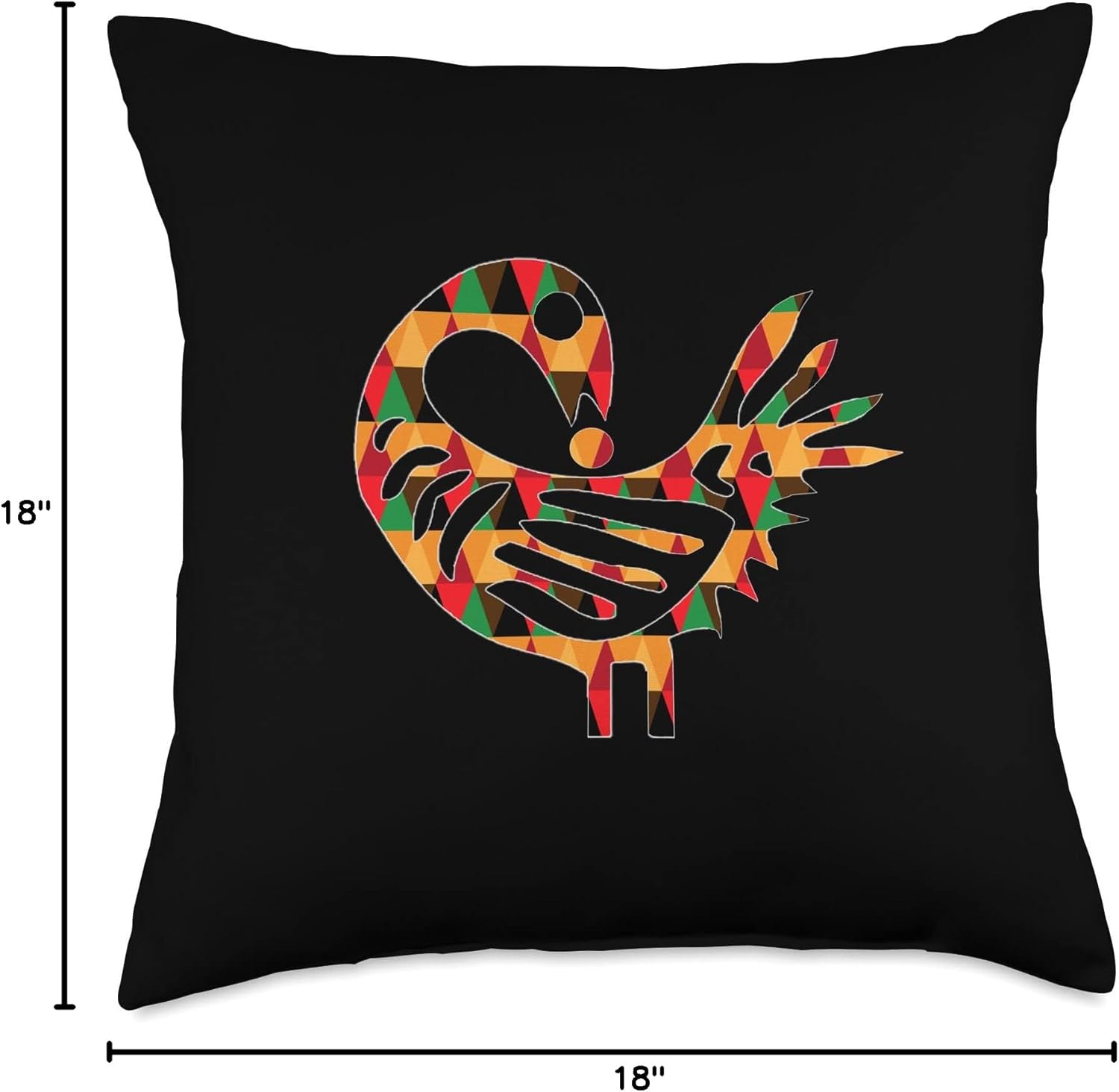 Sankofa Pattern Afrocentric Adinkra Symbol Throw Pillow