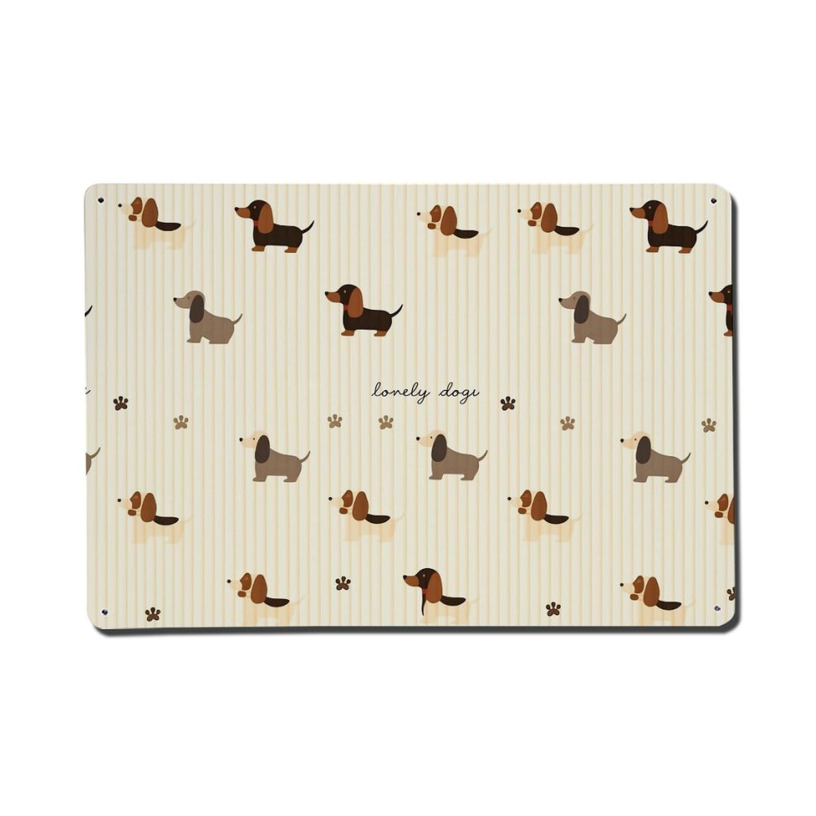 Dachshund Dogs Paw Prints Pattern Metal Tin Sign Plaque