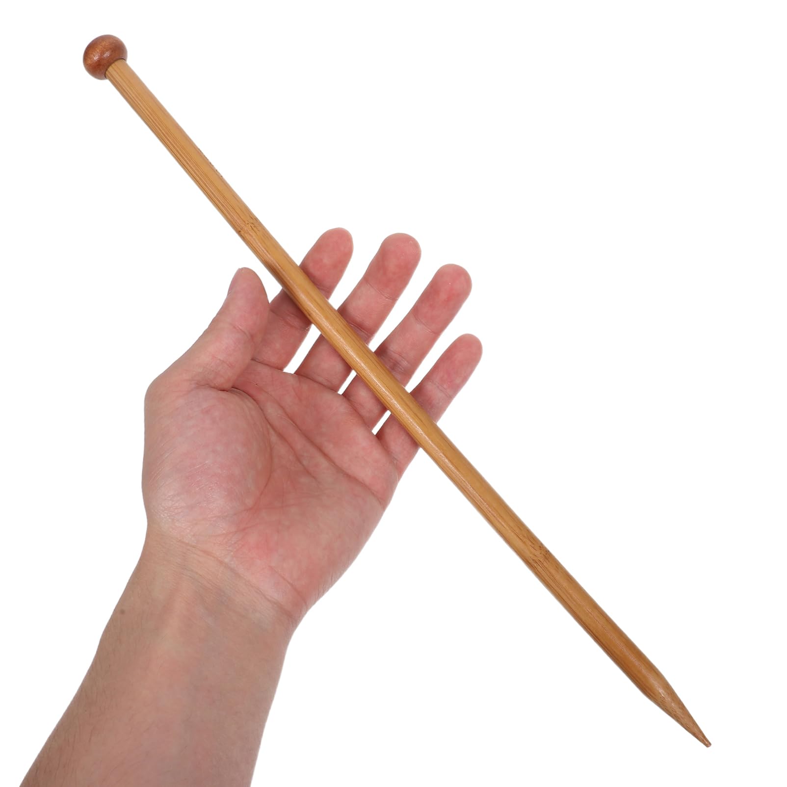 Operitacx Agujas de Tejer de Bambú Sola Punta Agujas de Tejer de Madera con Punta de Perla para Suéteres y Manualidades