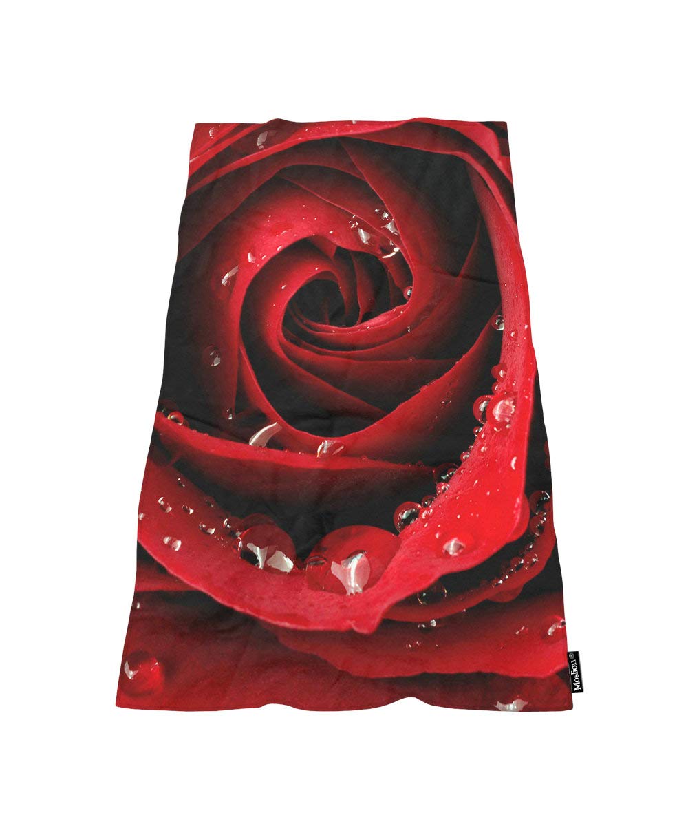 Moslion Comfy Bath Towels Red Rose Flower Blooming Soft Bathing/Beach/Camping Towel for Women Men Girls Boys Large Size 64x32 Inches
