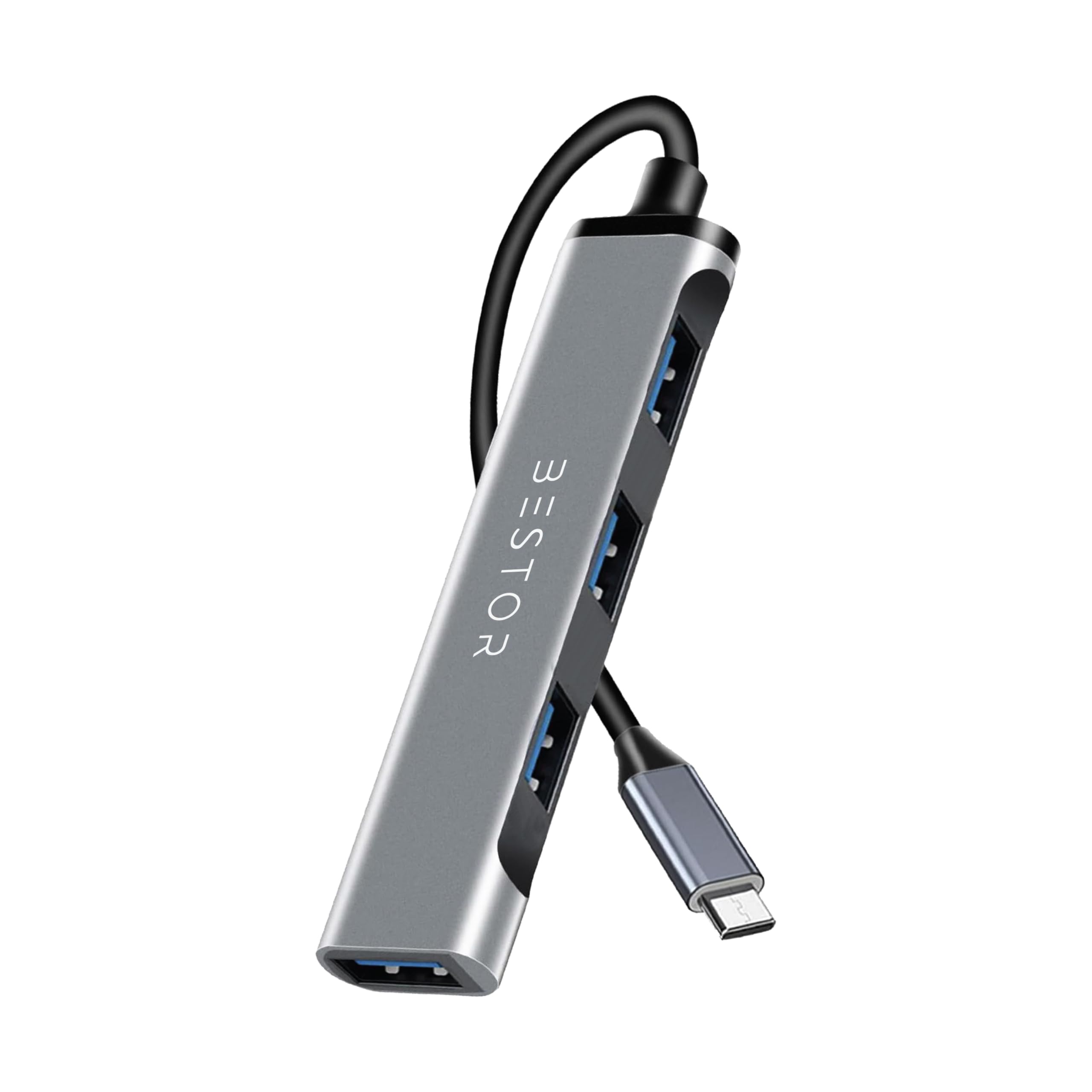 BESTOR® USB C Hub Multiport Adapter for MacBook Pro Air 2021 2020 31C 4-in-1 USB Hub (Type C to 4 USB-A Ports) with Fast Data Transfer, 4 USB Ports for Surface, MacBook Air/Pro M1