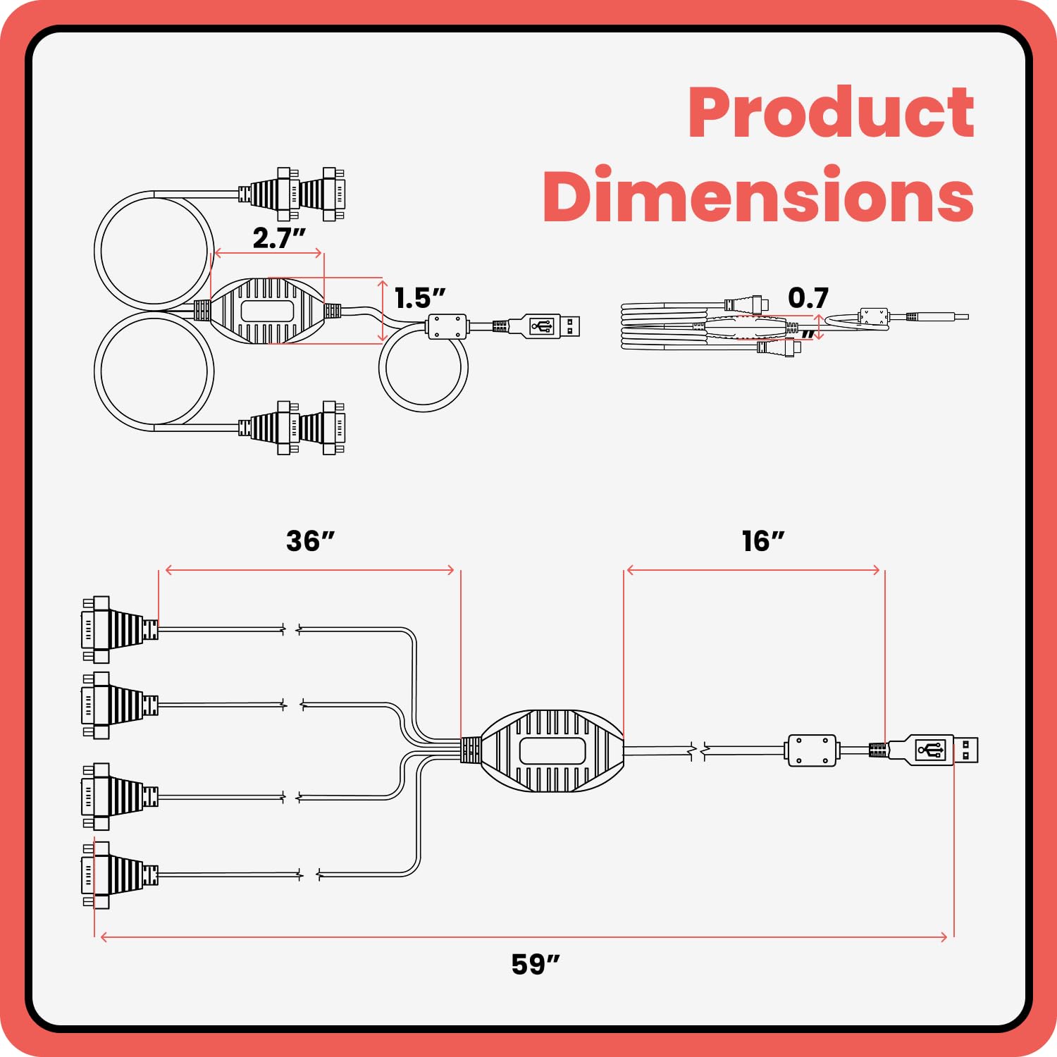 4 Port RS232 FT4232HL Professional USB to Serial Adapter with TX/RX LED and COM Retention FTDI Chip & Fast 920K Per Port Transfer Speed Certified Microsoft Windows 7 and 2008 Driver Included (32/64-Bit)