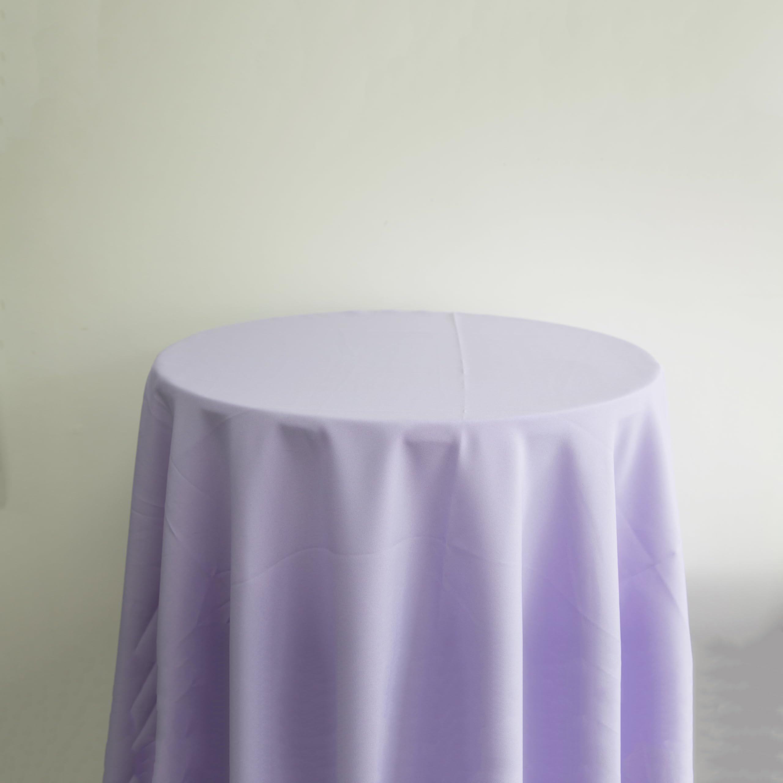 Decor Essentials Light Lilac 120 Round Polyester Tablecloths, 170Gsm, Stain-Resistant, Wrinkle-Resistant, 132Cm Round, 120Cm Round, 90X90cm (Light Lilac 120" Round)