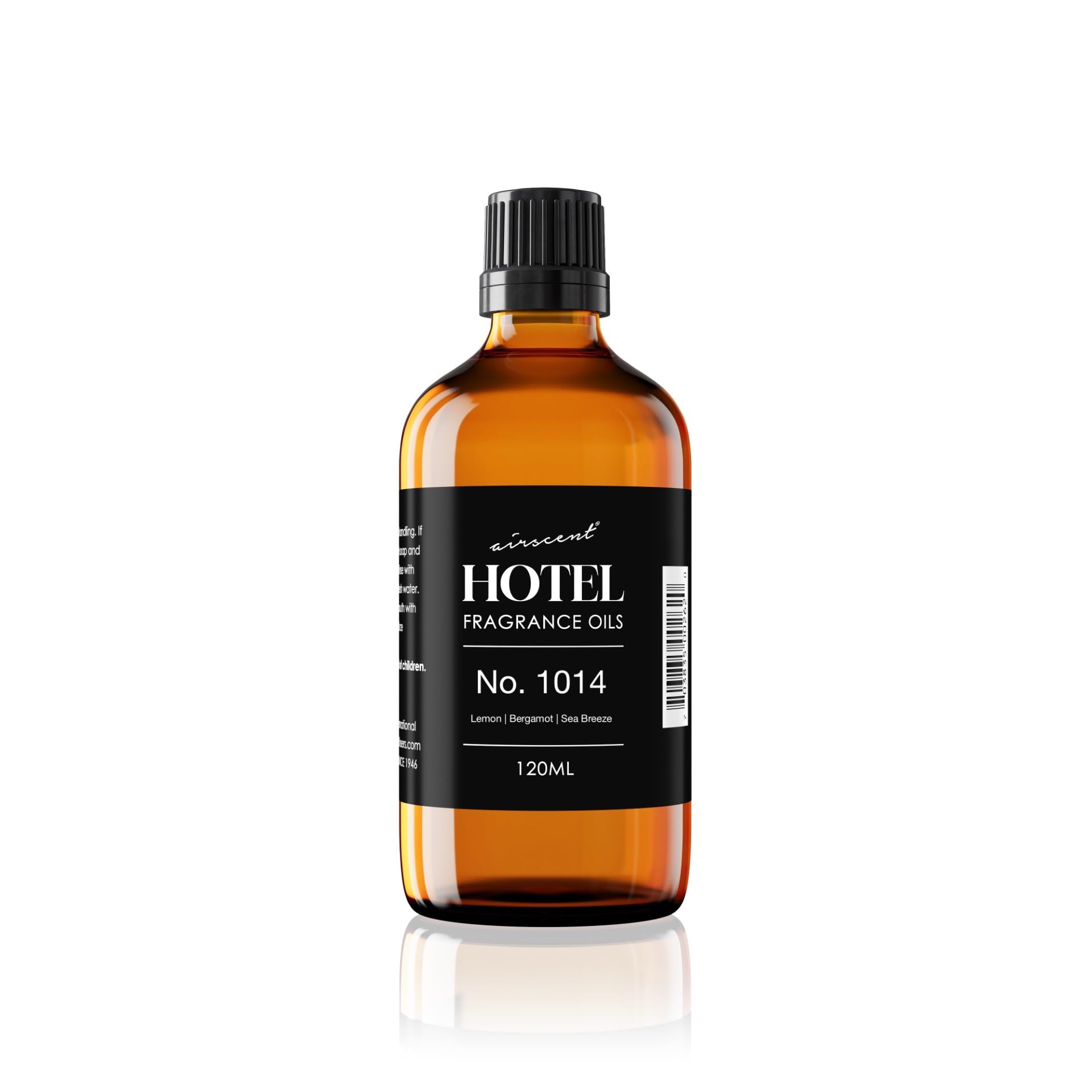 AirScent Hotel Diffuser Oil No. 1014 - Premium Fragrance Oil for Ultrasonic and Waterless Diffusers and Crafting - 120 mL, 4 fl oz Glass Dropper Bottle - Hotel Scent - Lemon, Bergamot & Sea Breeze