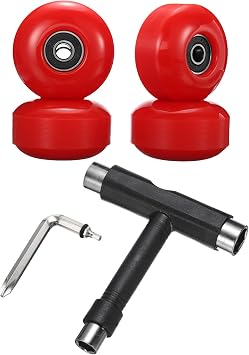 PATIKIL 52mm 95A Skateboard Wheels with Bearings, 4 Pack Street Wheels with Skate Tool for Skateboards Tricks Cruiser Wheel Replacement, Red