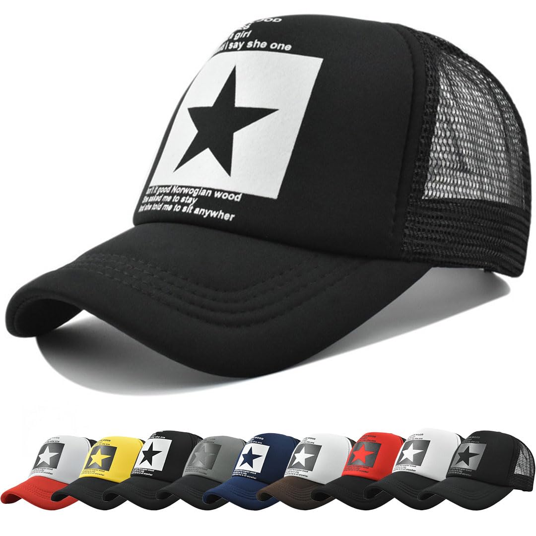 Gorras de Hombre Beisbol Pentagrama de Malla Respirable Gorra el Sol Moda Bordado Gorra Running Cierre de Hebilla Malla Ajustable Sombrero Verano Gorra Beisbol — view 15