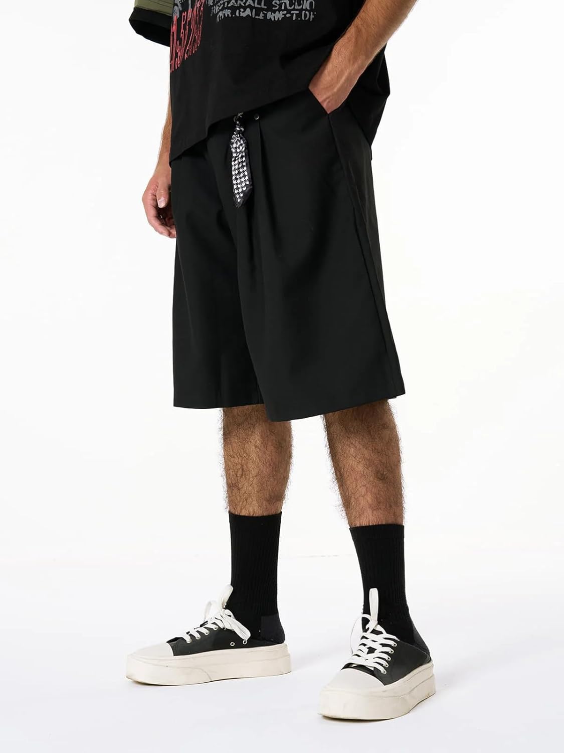 Pleated Design Shorts Retro Baggy Slacks Shorts Streetwear Casual Pants
