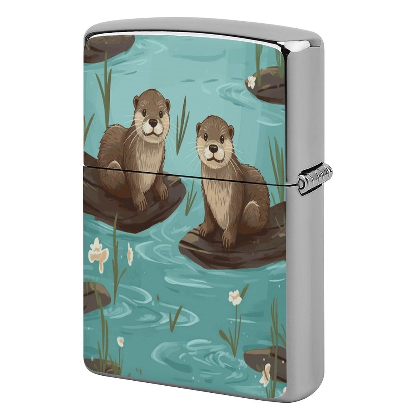 Fekiloot Style Otters Lighter Case Cover Metal Lighter Case