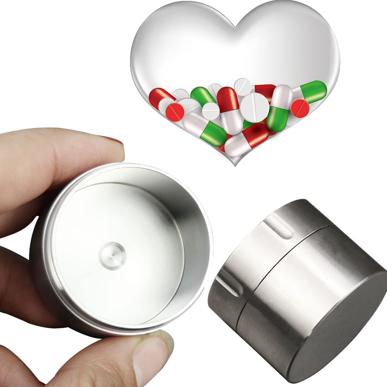 Pillendose Wasserdicht Outdoor Titan Tablettenbox Große Fächer, Metall Reise Tragbar Pillenbox, Täglich Kompakt BPA Frei Tablettendose Unterwegs Medikamentenbox für Vitamine, Fischöl und Tablets