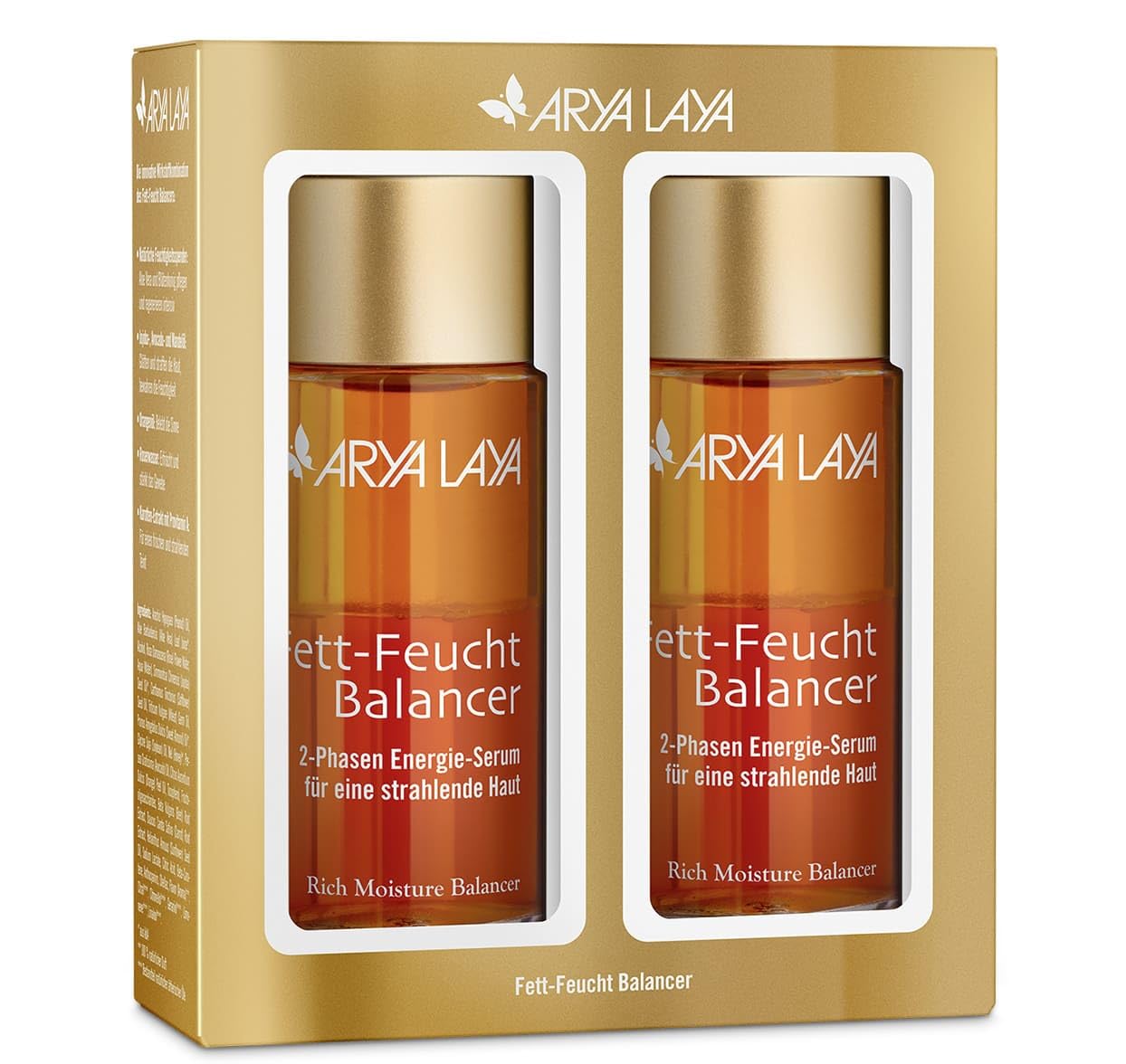 ARYA LAYA Serum równoważące wilgoć i tłuszcz Klassiker, 2 x 50 ml – 2-fazowe serum energetyczne dla wielu typów skóry, alternatywa dla ampułek, zmniejsza pierwsze zmarszczki, rewitalizujące i