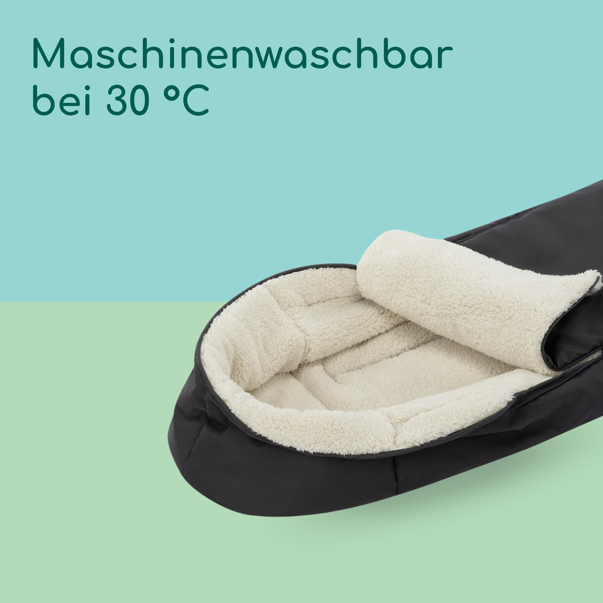 Bebeconfort Fußsack Kinderwagen, Universal Passform, Mineral Graphite | Winterfußsack Kinderwagen, Weiche Plüschstoffe, Ab Geburt - 3 Jahre (0-15 kg), Standard-Befestigungslöcher, Maschinenwaschbar