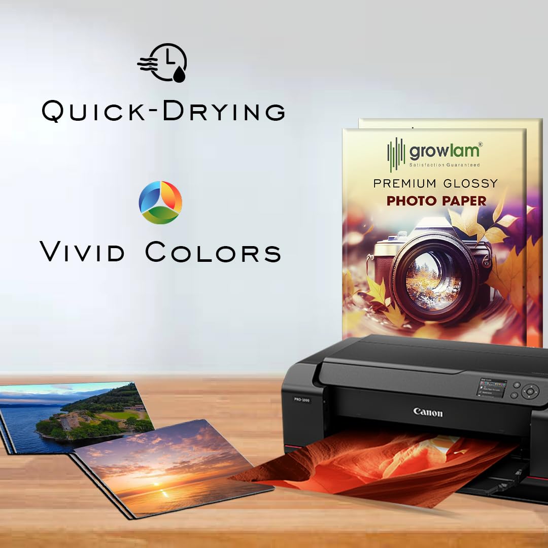 Growlam Premium - Carta fotografica lucida, 180 g/m², 50 fogli