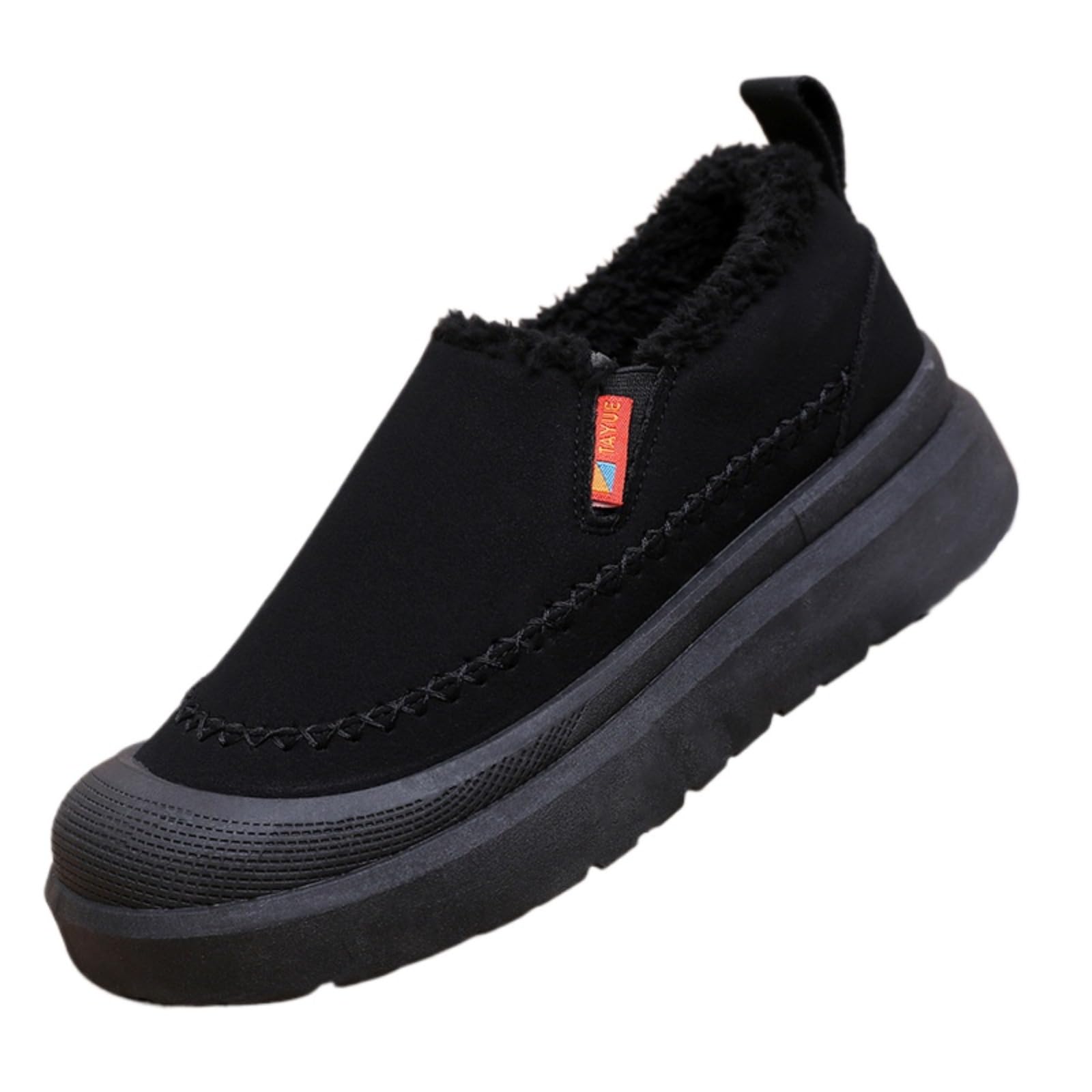Womens Winter Thick Sole Fleece-Lined Snow Boots Comfortable Slip-On Non-Slip Soft Sole Warm Cozy for Cold Weather black