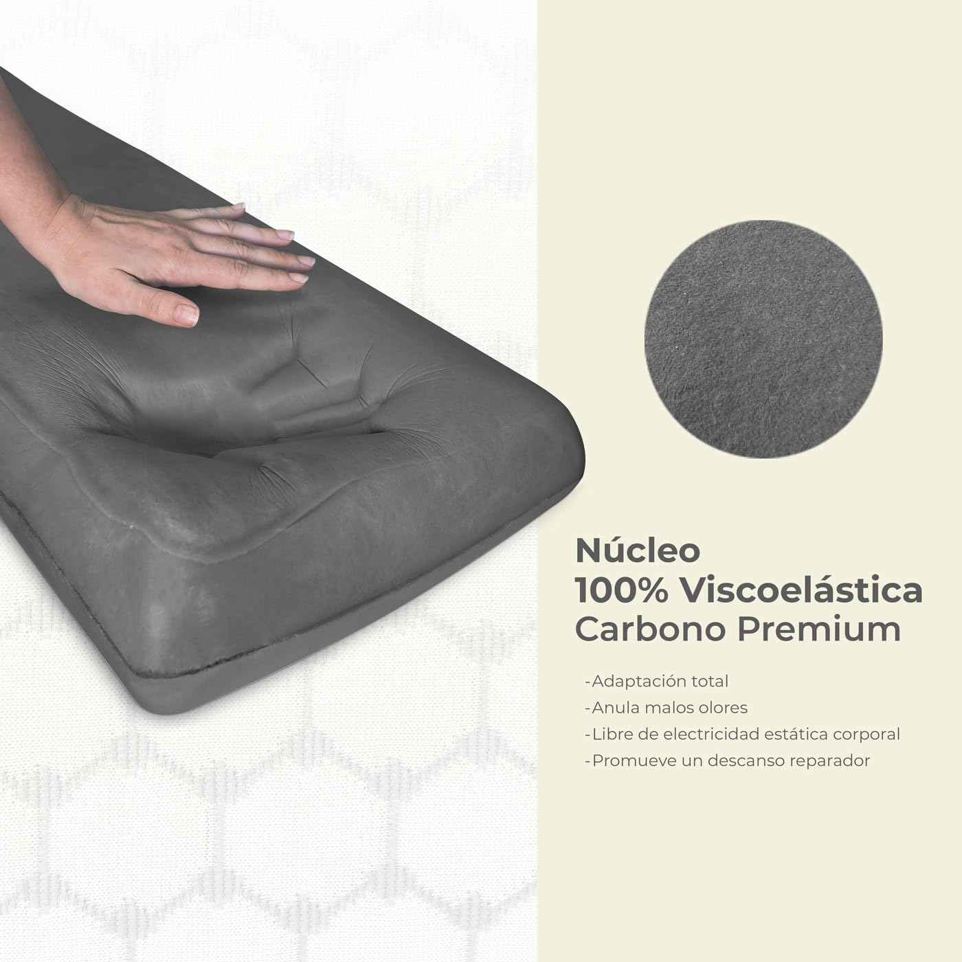 Somnia Descanso - Almohada Viscoelástica Carbono Premium | Máximo Confort y Excelente Adaptabilidad con Propiedades Antiestrés | 2 Unidades de 90 x 40 cm