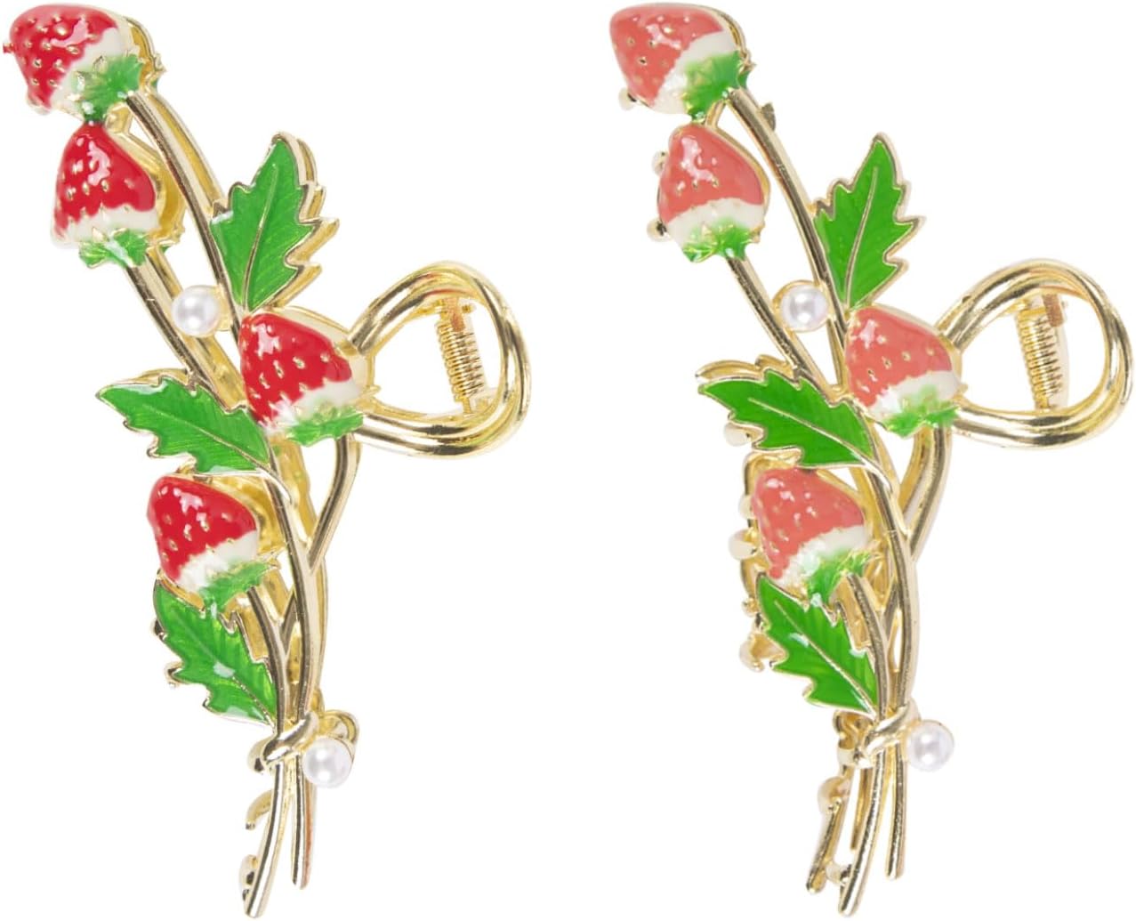 Hair Clips Gold Claw Clips Pink Lily of The Valley Flower