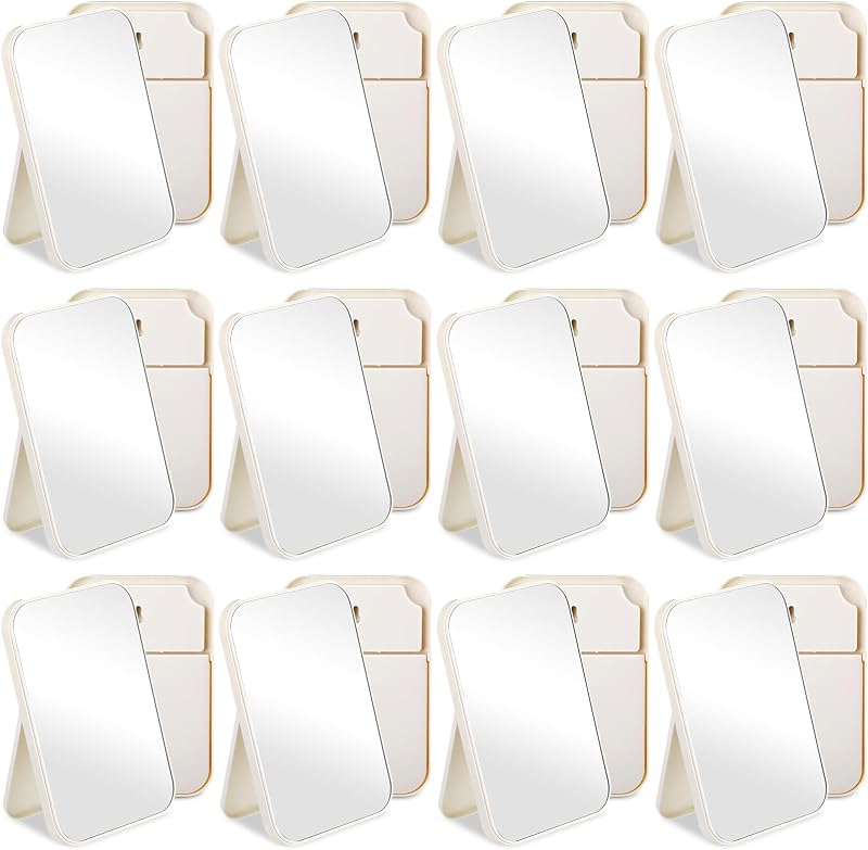 Fiwochic Espelhos de Mesa Dobráveis para Maquiagem, Brancos, 12 Unidades
