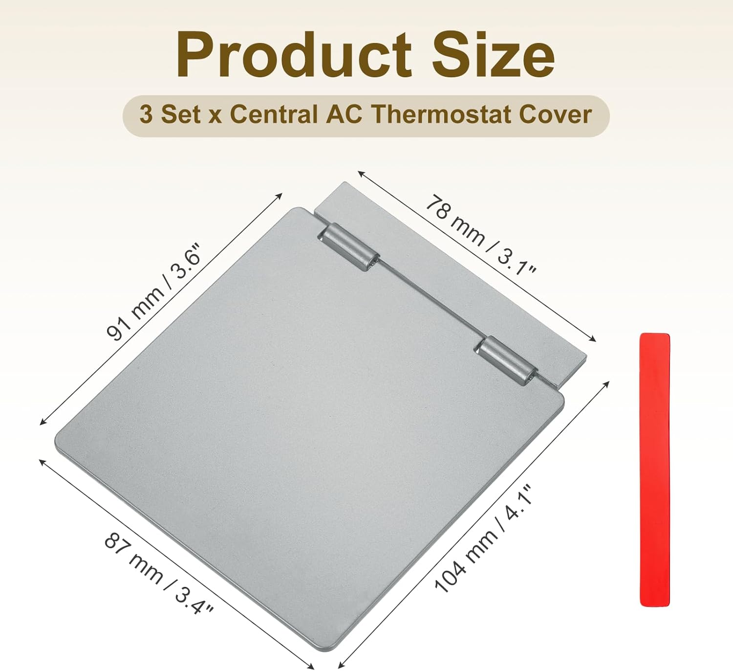 3Pcs Central AC Thermostat Cover Panel (3-7/16") Wired Controller Panel Protection Cover Air Conditioner Thermostat Switch Protector for Home Office, Gray