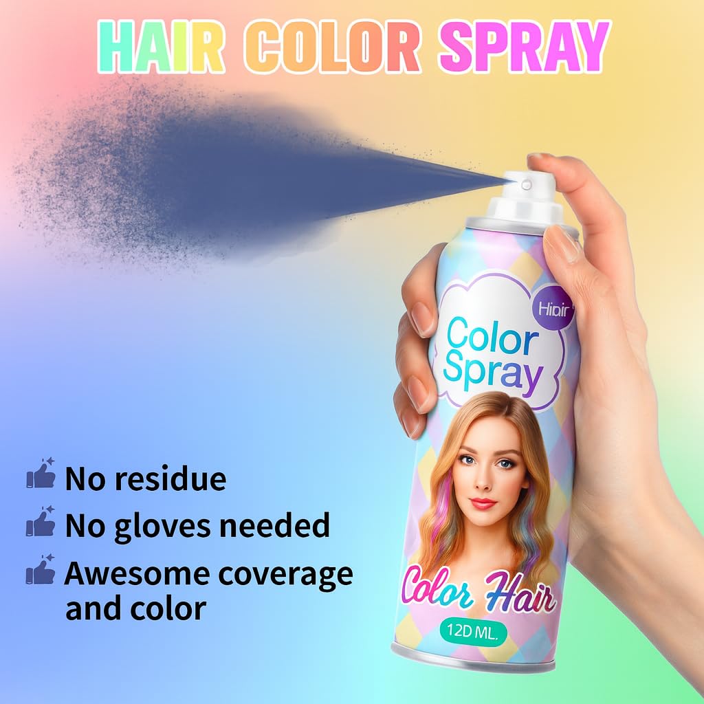 SPRINGSUGAR Lot de 5 sprays de coloration temporaire pour cheveux, rose, rouge, violet, bleu, vert pour femmes, enfants, hommes, laque longue durée et lavable pour Halloween, cosplay