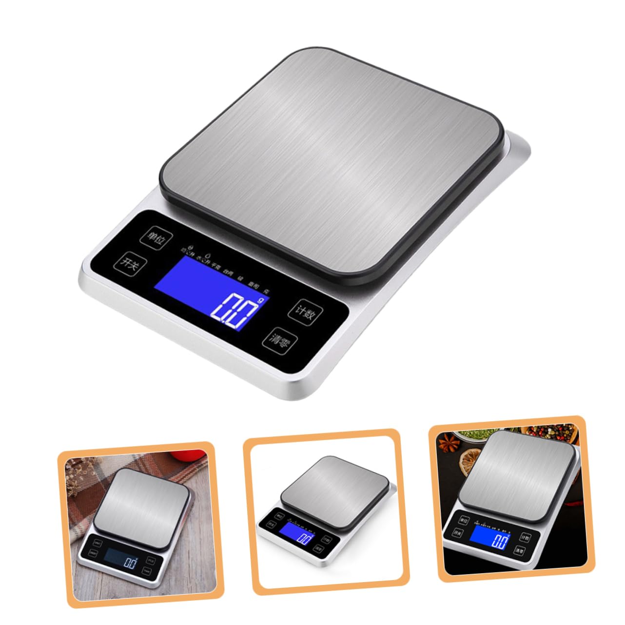 Cabilock Escala electrónica de alta precisión medición Hornada pesar escalas inteligentes peso electrónico pequeña escala de alimentos balanzas electronicas cocina plano de acero inoxidable