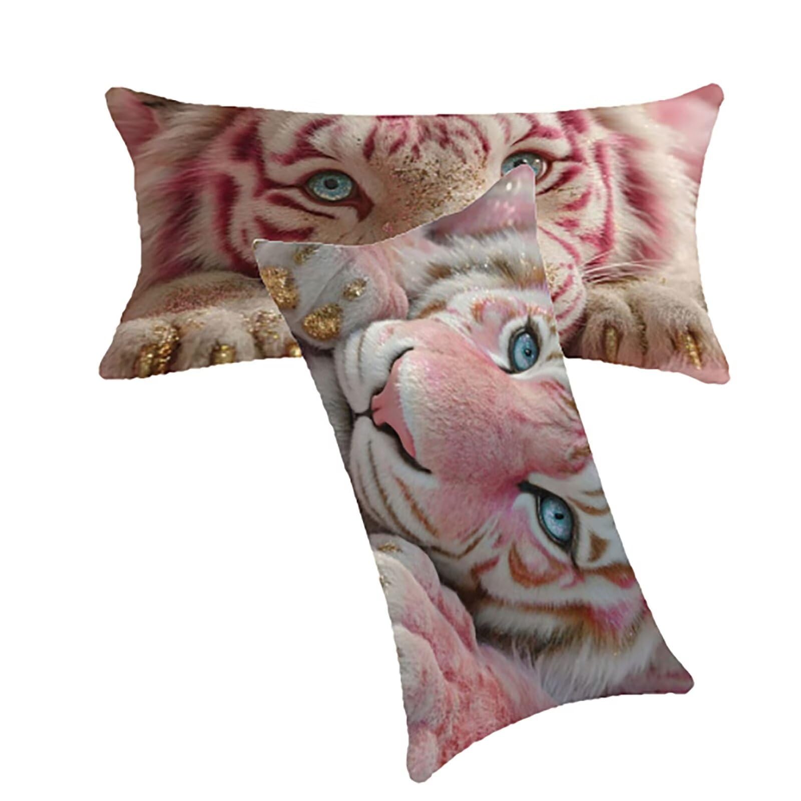 Taie oreiller 70x90cm rose housse de coussin animal en lin lavable pour décoration chambre