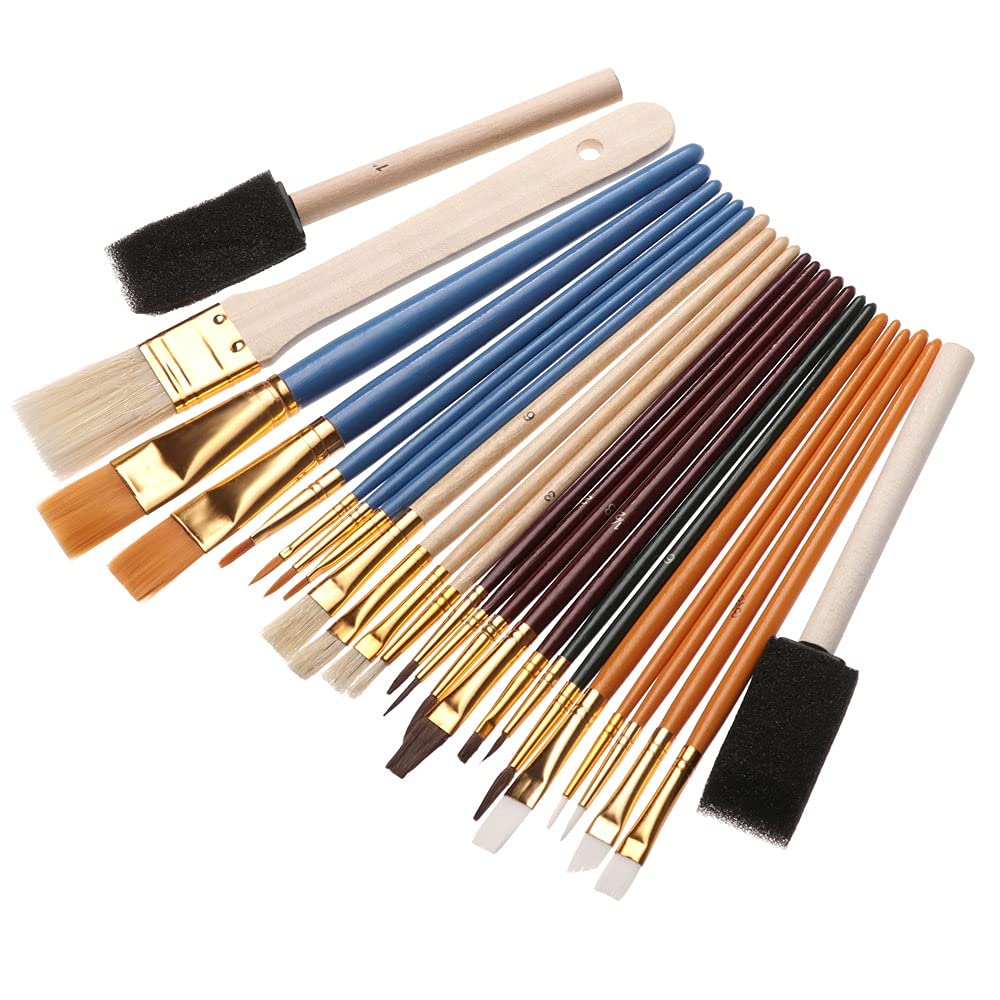 25 unids/Set Dibujo Pintura Pinceles de Nailon Conjunto de Obra de Arte con Acuarela Pinceles de Pintura Conjunto Artista Herramientas de Dibujo Accesorios