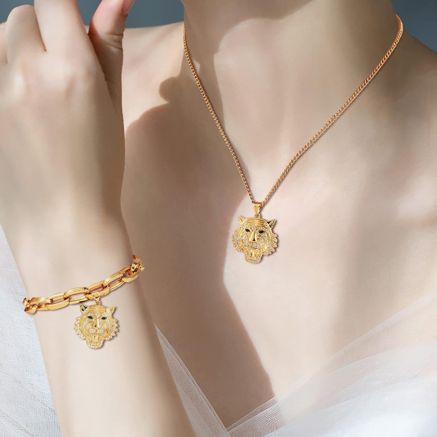 5 Pieces Tiger Cubic Zirconia Pendants Charm Brass Animal Charm Real 18K Gold Plated Pendant for Jewelry Necklace Bracelet Making Earring - Image 7